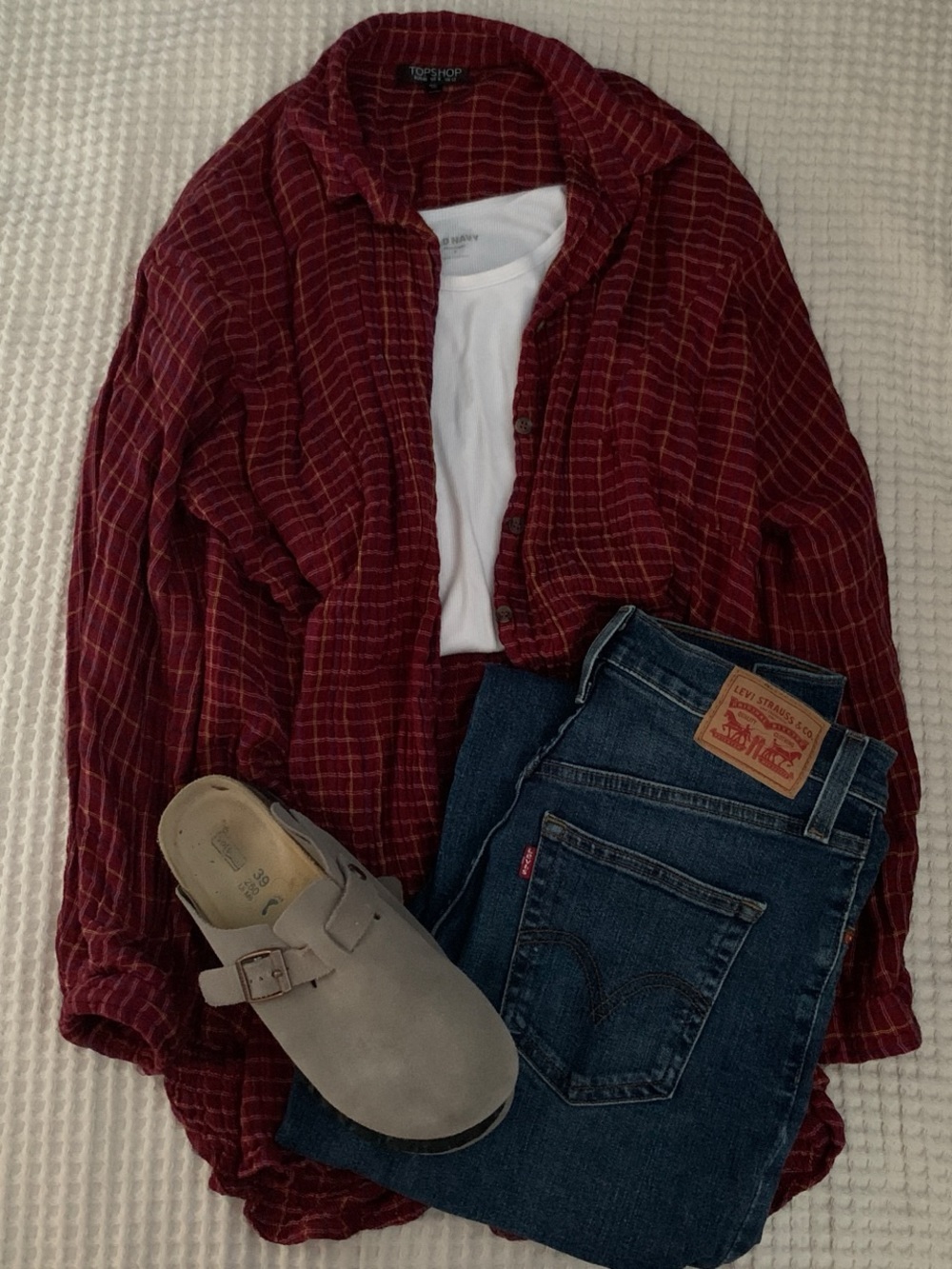 Topshop Burgundy Plaid Flannel